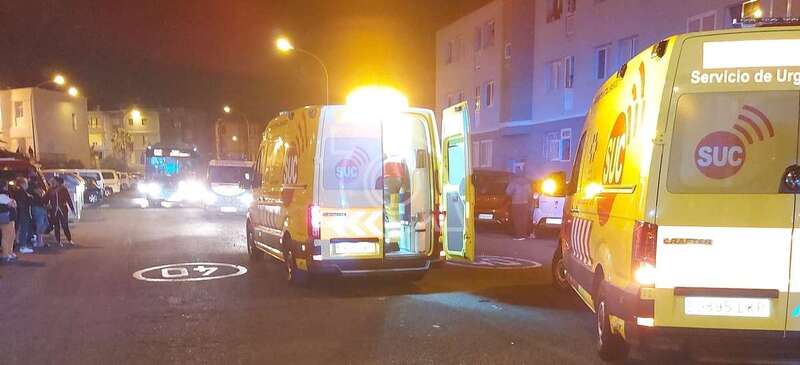 Amubulancias del SUC en el lugar del atropello/TA.